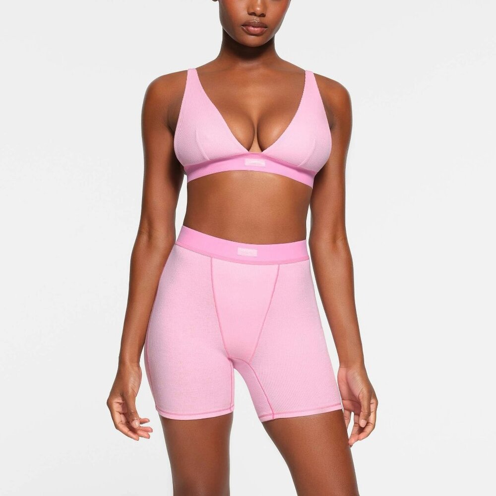 NWOT SKIMS COTTON RIB BOXER BUBBLE GUM SIZE S